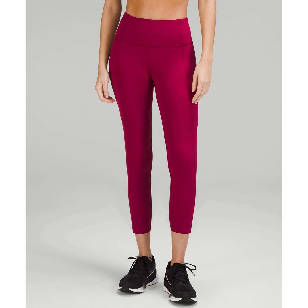 NWT Lululemon Women's Fast & Free 2022 HR Crop 23" Brushed Nulux Pomegranate 10